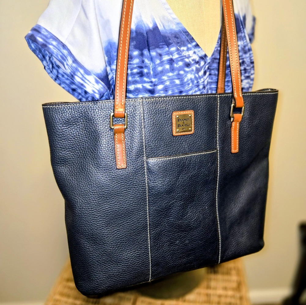 Dooney & Burke, lexington Midnight blue Pebble Leather Tote - Picture 4 of 16